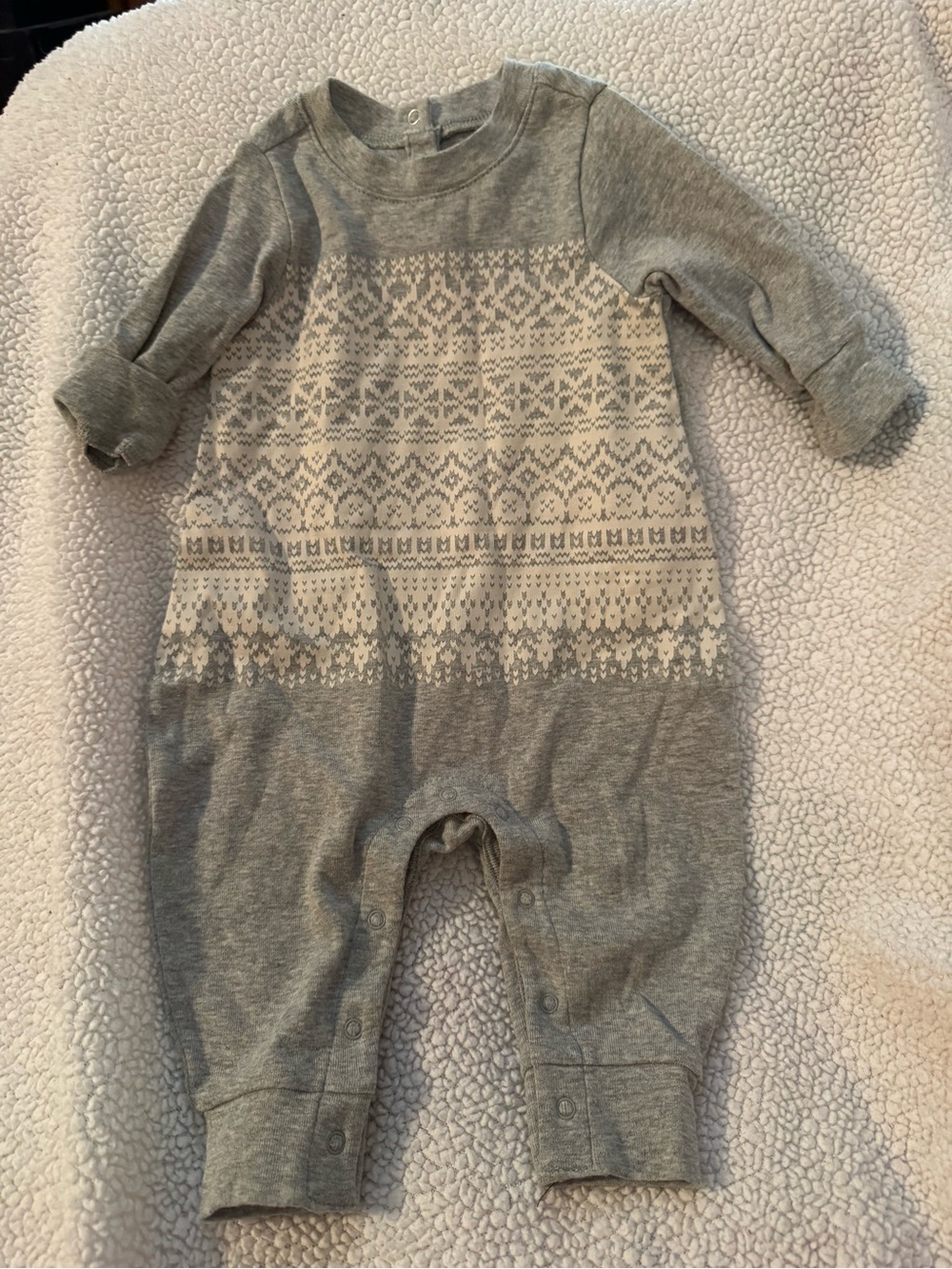 Gray Patterned Baby One-Piece Size 0 3 Months Baby Gap First Favorites B18